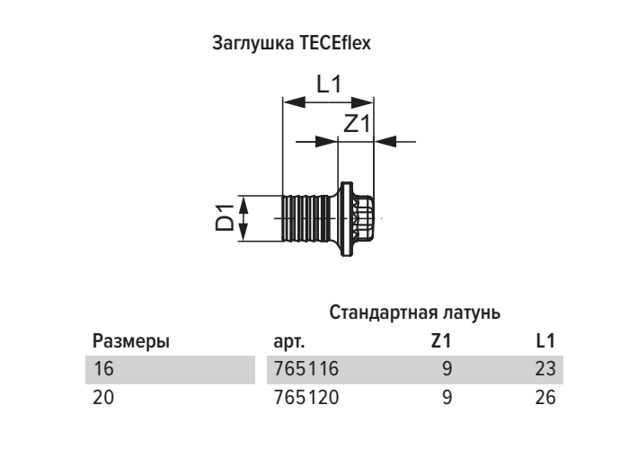 Заглушка TECE TECEflex 20, латунь, наружная резьба