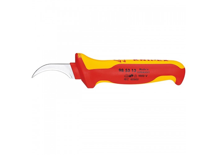 Нож KNIPEX для удаления изоляции секторного кабеля VDE, 190 мм, диэлектрический, 2-компонентная рукоятка Нож KNIPEX для удаления изоляции секторного кабеля VDE, 190 мм, диэлектрический, 2-компонентная рукоятка