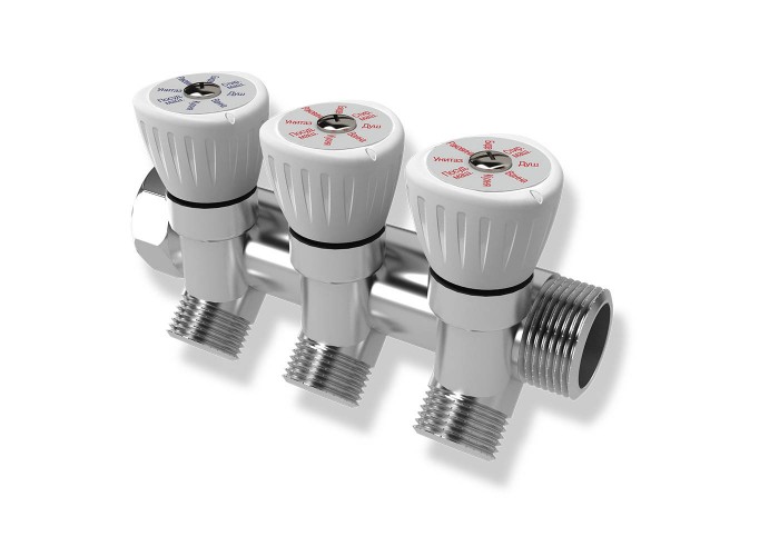 Коллектор Royal Thermo с регулировочными вентилями 3/4x1/2 с 3 контурами