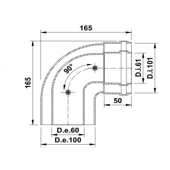 Угол коаксиальный Termica 90 d=60/100мм COU690