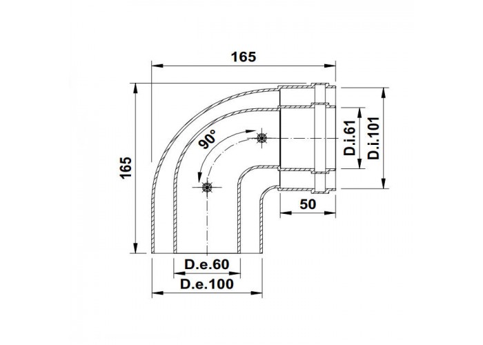 Угол коаксиальный Termica 90 d=60/100мм COU690