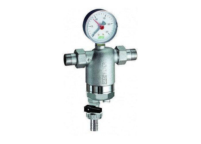 Фильтр для воды FAR 100мкм, с с магнитом , с манометром, Max: 95 C, 25 бар, 1/2 НР