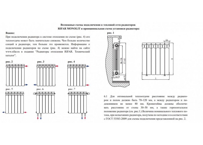 Биметаллический секционный радиатор Rifar Monolit 350 / 1 секция