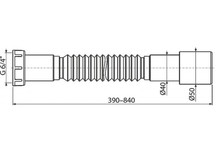 Гофра для сифонов Alcaplast для мойки с гайкой 1 1/2 - 40/50