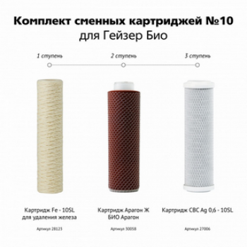 Система очистки воды Гейзер комплект сменных картриджей №10