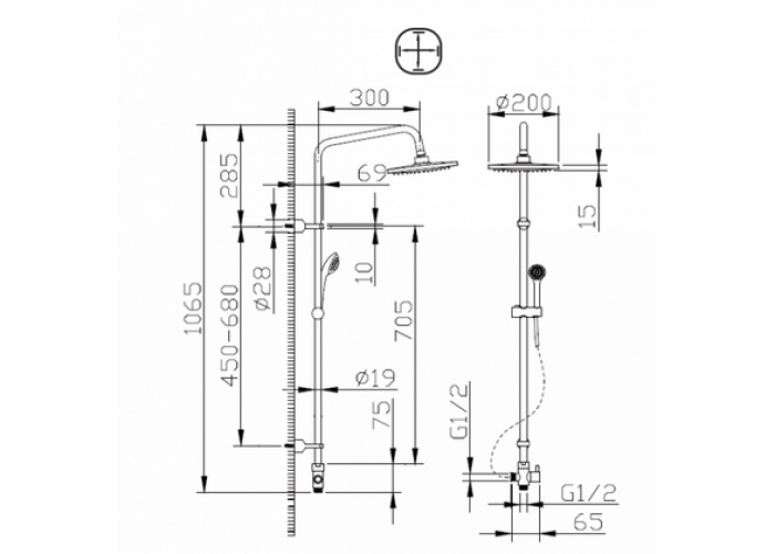 Душевая колонна без смесителя Bravat Fit R D283CP-2-RUS