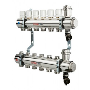 Коллекторная группа VALTEC в сборе, 1х3 вых. Евроконус 3/4