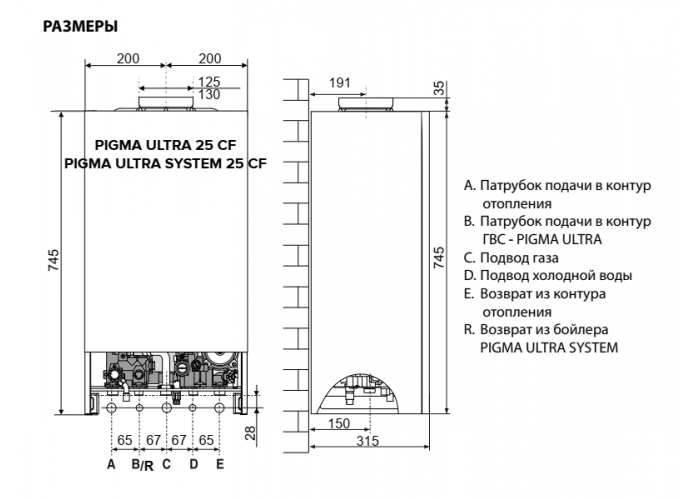 Настенный газовый двухконтурный котел отопления Chaffoteaux PIGMA ULTRA 25 CF