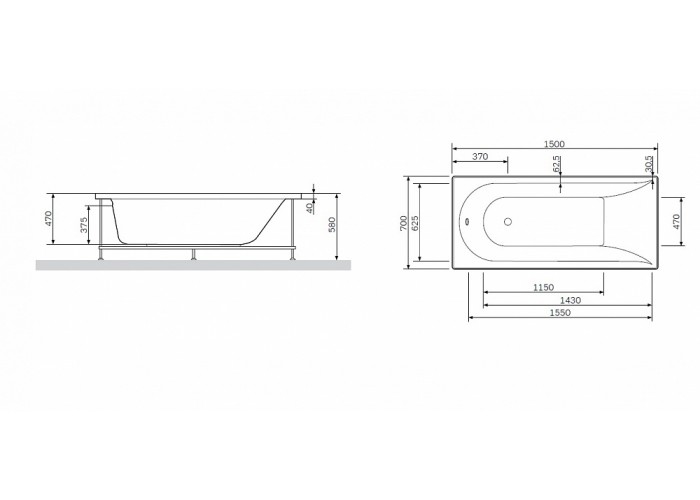 Каркас для ванны AM.PM Spirit W72A-150-070W-R2 150x70 см