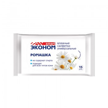 ЭКОНОМ Салфетки влажные ромашка (15шт)