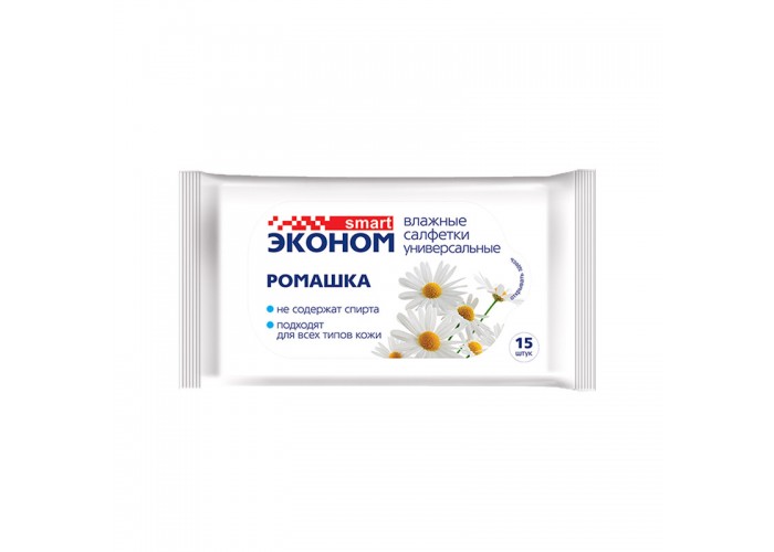 ЭКОНОМ Салфетки влажные ромашка (15шт)