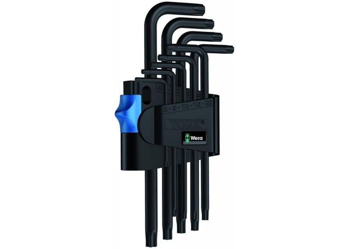 Набор Г-образных ключей WERA 967/9 L TORX HF BlackLaser 1 с фиксацией, 9 пр., TX 8/9/10/15/20/25/27/30/40