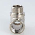 Тройник VALTEC 1/2 (VTr,132,N,0004) внутренняя-наружная резьба, никелированная латунь