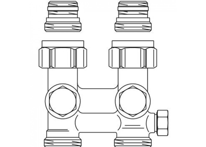 Узел нижнего подключения Oventrop Мultiflex F ZBU 1/2x3/4 прямой, с преднастройкой
