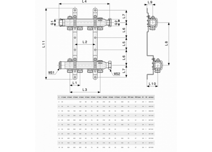 Коллектор Viega Pexfit Pro на 12 отводов, нержавеющая сталь, модель 1078