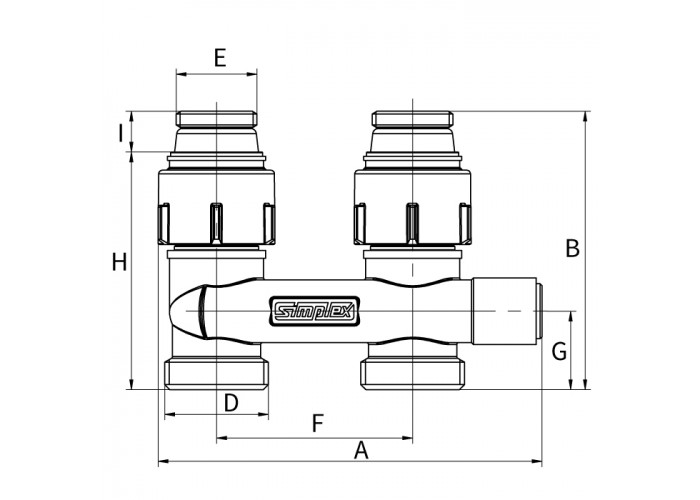 Узел нижнего подключения Flamco D1/50 прямой, G 1/2 НР x G 3/4 НР