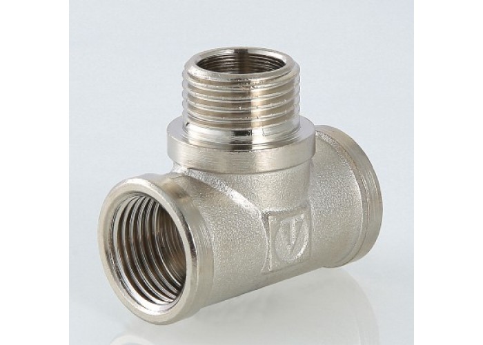 Тройник VALTEC 1/2 (VTr,132,N,0004) внутренняя-наружная резьба, никелированная латунь