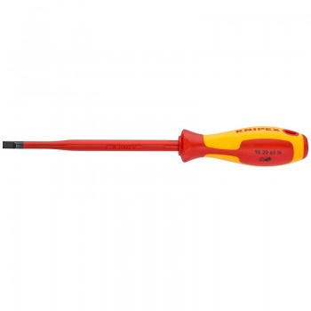 Отвертка KNIPEX SL6.5x1.2 шлицевая тонкая VDE, длина лезвия 150 мм, 262 мм, диэлектрическая, 2-компонентная рукоятка