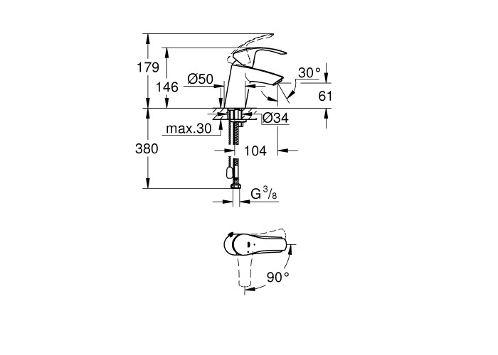 Смеситель для раковины Grohe Eurosmart New 23372002