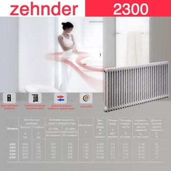 Стальной трубчатый радиатор Zehnder 2300