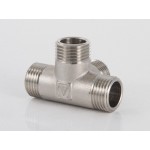 Крестовина VALTEC двухплоскостная 1/2 наружная резьба, никелированная латунь