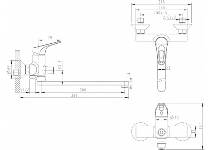 Универсальный смеситель Bravat Drop-D F648162C-LB-RUS
