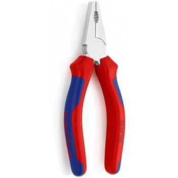 Плоскогубцы KNIPEX комбинированные, рез: проволока средней твёрдости d 3.1 мм, твёрдая проволока d 2 мм, кабель d 10 мм (16 кв. мм), 160 мм, хром, 2К ручки