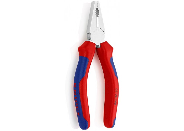 Плоскогубцы KNIPEX комбинированные, рез: проволока средней твёрдости d 3.1 мм, твёрдая проволока d 2 мм, кабель d 10 мм (16 кв. мм), 160 мм, хром, 2К ручки
