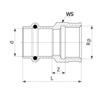 Соединительный элемент медный Viega Sanpress с SC-Contur d=15 (арт. 107 543)