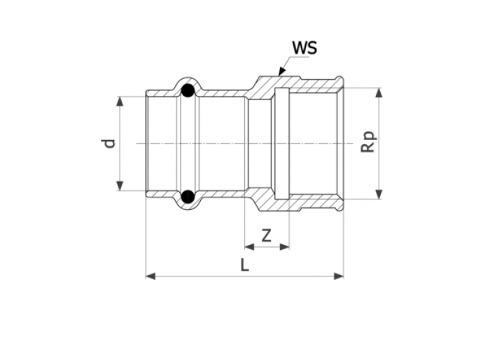 Соединительный элемент медный Viega Sanpress с SC-Contur d=15 (арт. 107 543)