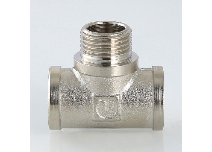 Тройник VALTEC 1/2 (VTr,132,N,0004) внутренняя-наружная резьба, никелированная латунь