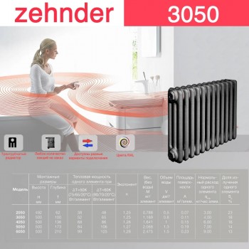 Стальной трубчатый радиатор Zehnder 3050