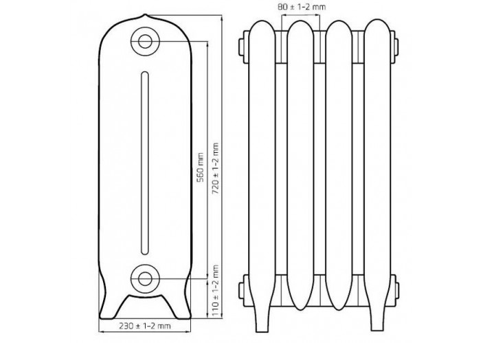 Чугунный радиатор отопления RETROstyle Barton - 1 секция