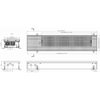 Внутрипольный конвектор с естественной конвекцией Eva K.100.203.2250 Внутрипольный конвектор с естественной конвекцией Eva K.100.203.2250