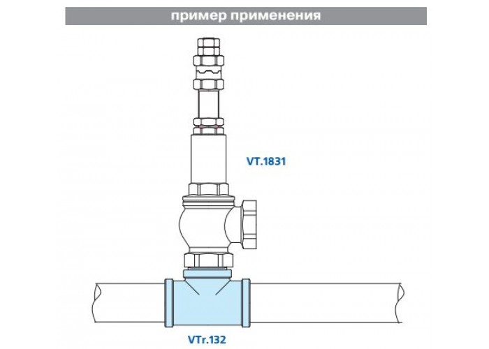 Тройник VALTEC 1/2 (VTr,132,N,0004) внутренняя-наружная резьба, никелированная латунь