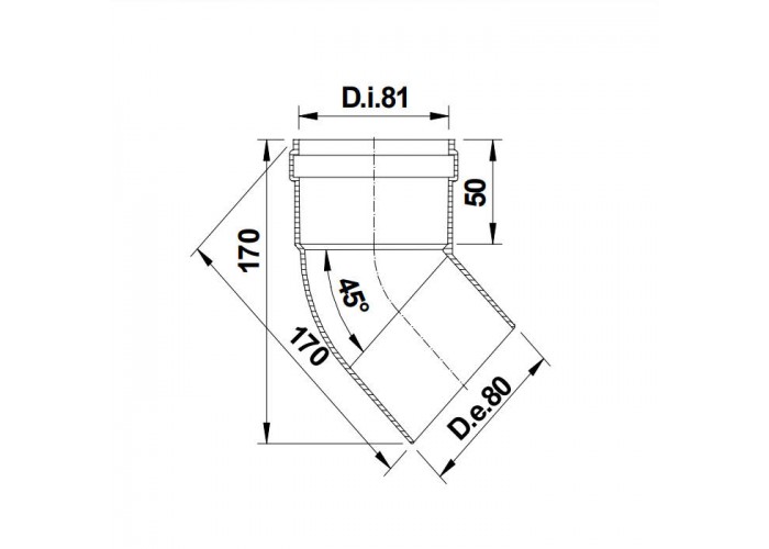 Угол Termica 45 d=80мм п/м TAU845