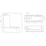 Ванна с каркасом и шторкой на борт ванны AM.PM Gem W90ASET-150W90BS80CT