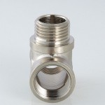 Тройник VALTEC 1/2 (VTr,132,N,0004) внутренняя-наружная резьба, никелированная латунь
