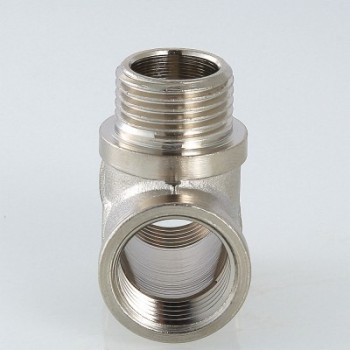 Тройник VALTEC 1/2 (VTr,132,N,0004) внутренняя-наружная резьба, никелированная латунь