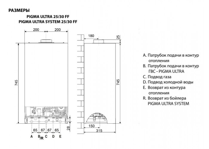 Настенный газовый двухконтурный котел отопления Chaffoteaux PIGMA ULTRA 25 FF