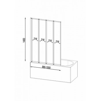 Шторка на ванну AM.PM Like W80BS-100-140CT