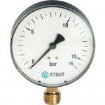 Термоманометр Stout радиальный 16 бар, 100мм, 1/2