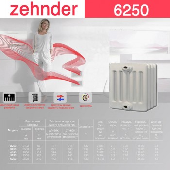 Стальной трубчатый радиатор Zehnder 6250
