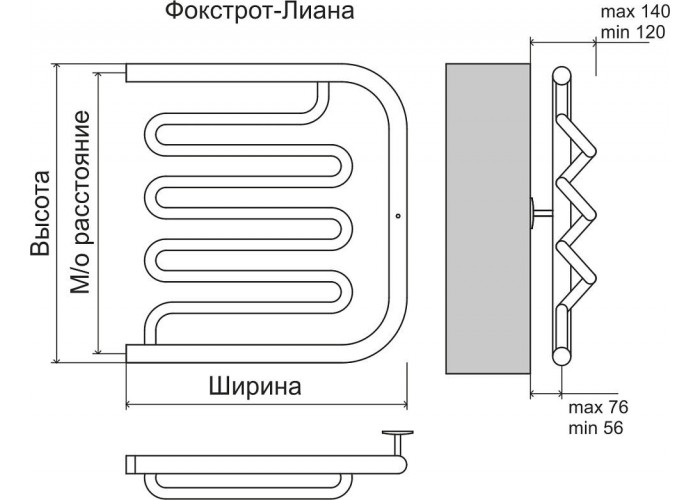 Полотенцесушитель водяной Terminus Фокстрот Лиана (1 ) 500х500
