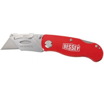 Нож BESSEY DBKAH-EU складной строительный, быстрая замена лезвий, отсек для запасных лезвий, алюминиевая рукоятка