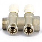Коллектор UNI-FITT никелированный 406N с вентилями 1x3/4 EK с 2 отводами