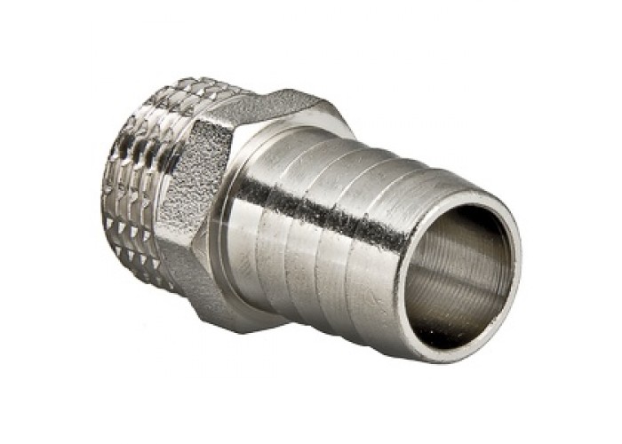 Штуцер для шланга VALTEC 1/2 х 12 мм VTr,650,N,0412 наружная резьба, никелированная латунь