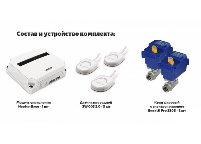 Проводная система защиты от протечки воды Neptun Bugatti Base 3/4