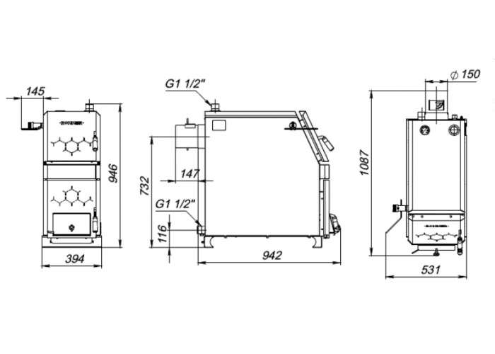 Твердотопливный напольный котел отопления Rommer 31 кВт