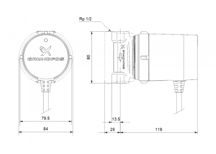 Циркуляционный насос Grundfos COMFORT 15-14 B PM RU